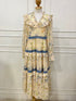 Ladies Vintage Frill Layered V-Neck Long Sleeves Sundress